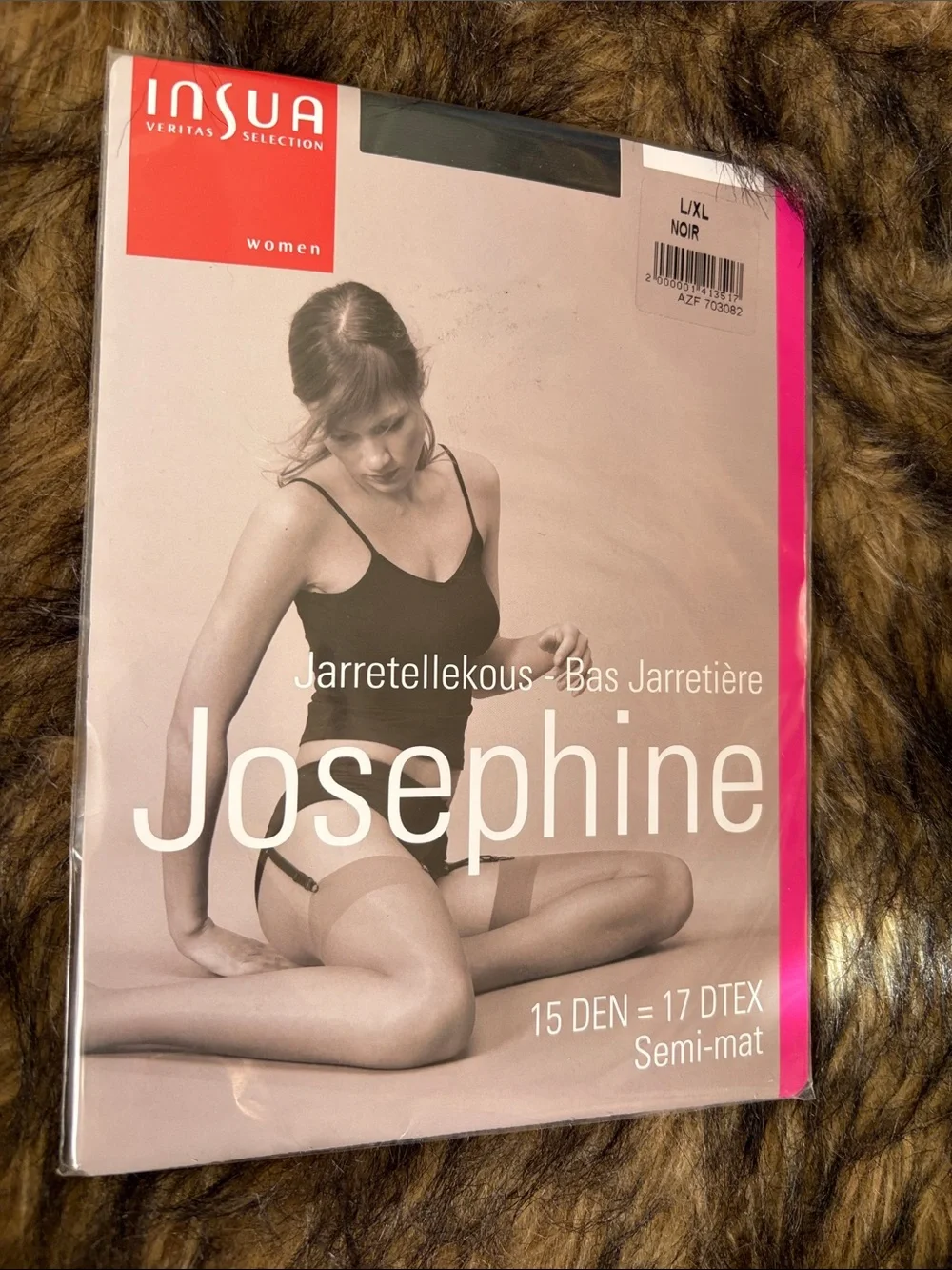 Vintage Insua Josephine Semi-Mat 15 DEN Sheer Black Hosiery Size L/XL